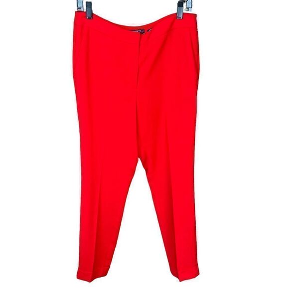 Lafayette 148 New York Clinton Cuffed Pants Red Creased Trousers Size 6 - Picture 1 of 16